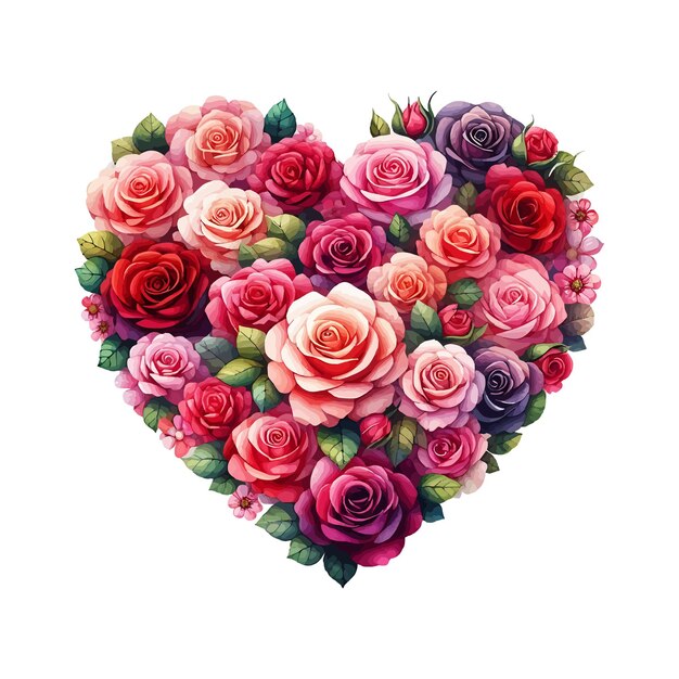 Vector a heart with many roses in it and a heart that says love