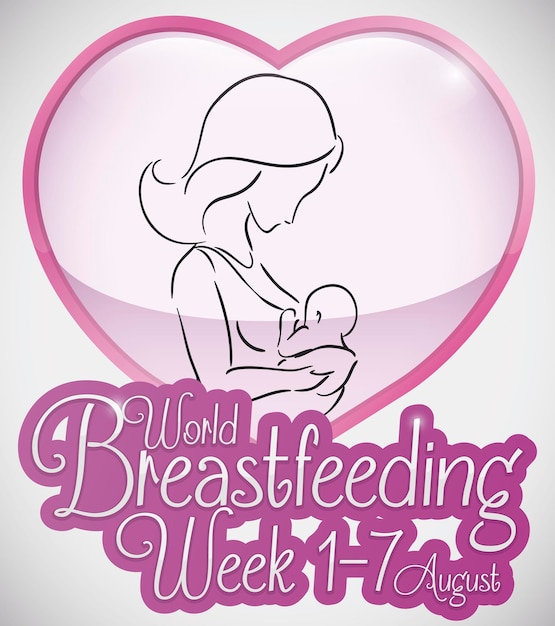 Heart with mother and her baby for World Breastfeeding Week