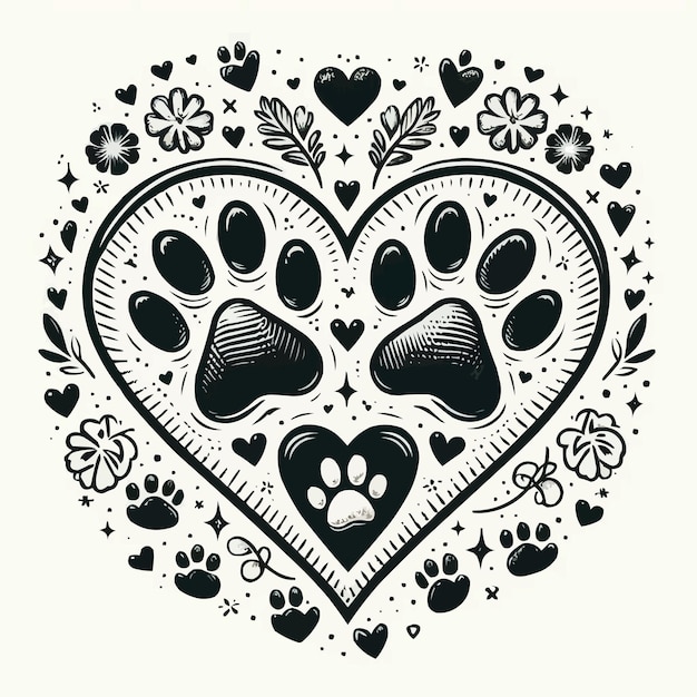 Heart with paw prints Design for pet lovers