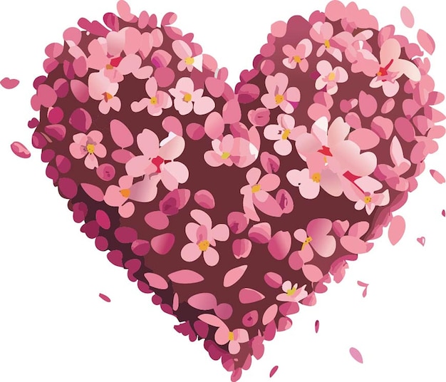 Vector a heart with pink flowers and a heart that says cherry blossoms