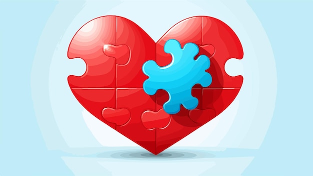 Vector heart with puzzle game piece vector illustration