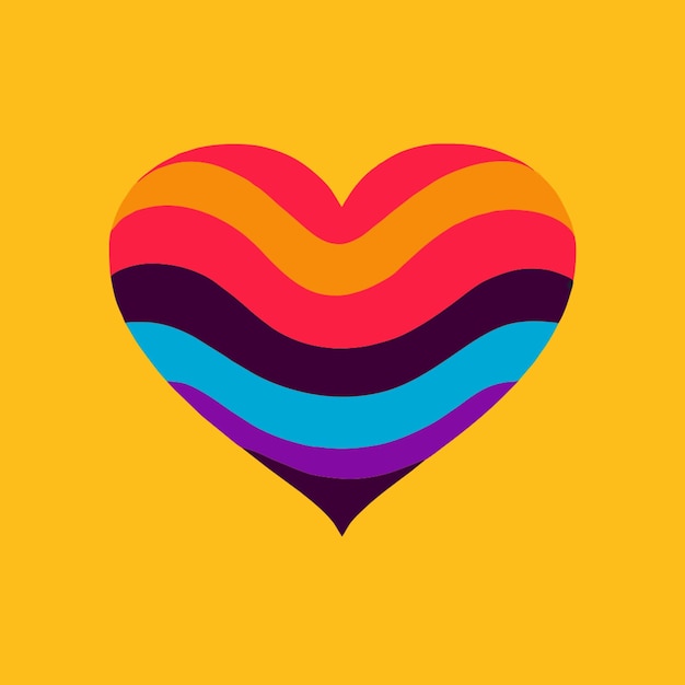 Vector a heart with a rainbow colored line in the middle