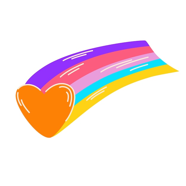 Heart with a rainbow Lgbt flag heart Pride month flag heart LGBT plus icon Colorful vector pattern in the hippie style of the 70s Hippie Sticker