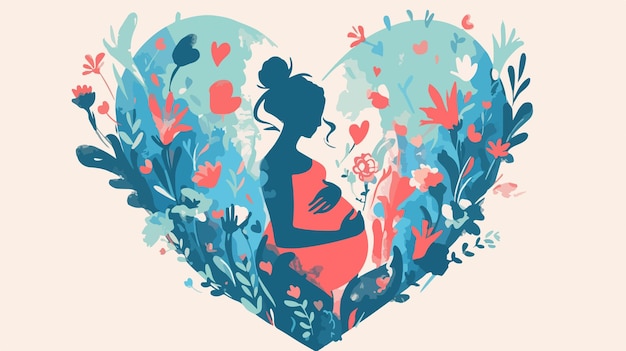 a heart with a silhouette of a pregnant woman