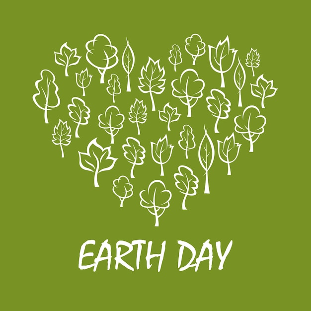 Heart with trees symbol for Earth Day design