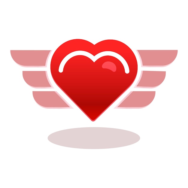 Heart with wings love shape icon