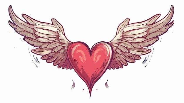 Vector a heart with wings that say wings