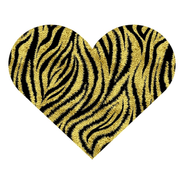 Heart with zebra stripes Gold metallic vector illustration