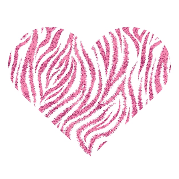 Heart with zebra stripes Pink metallic vector illustration