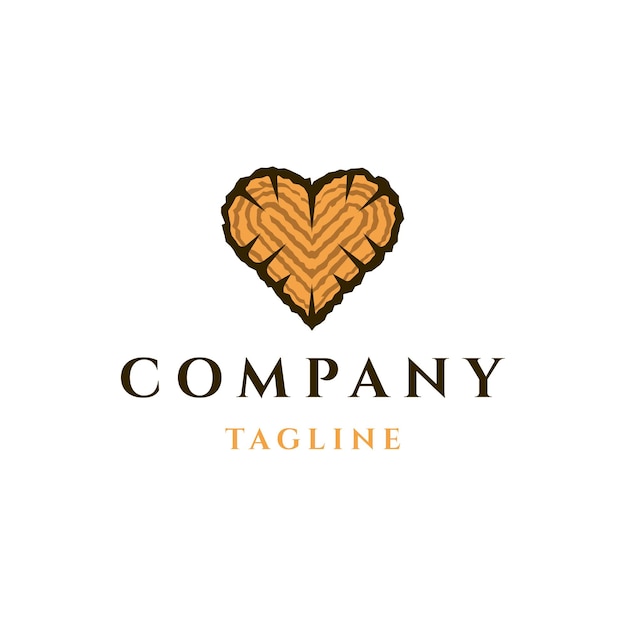 Heart of wooden logo design template flat vector