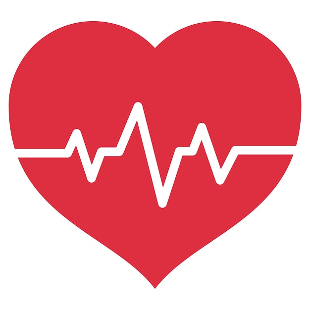 Vector heartbeat heart glyph style red