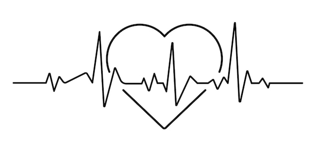 Heartbeat Line in Heart on white background Heart line icon Vector illustration