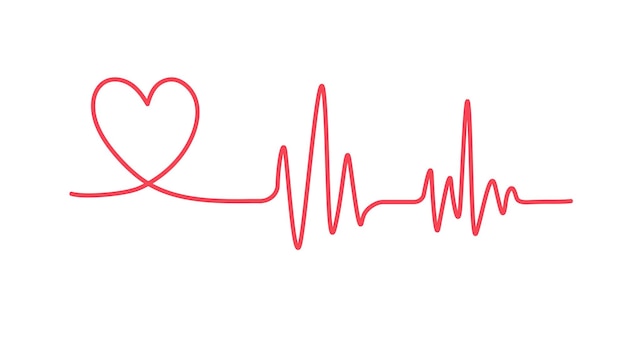 Heartbeat line isolated on white background Heart line icon Vector illustration