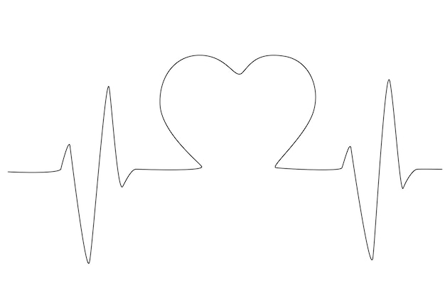 The heartbeat making the shape of love in world healthy day one line art