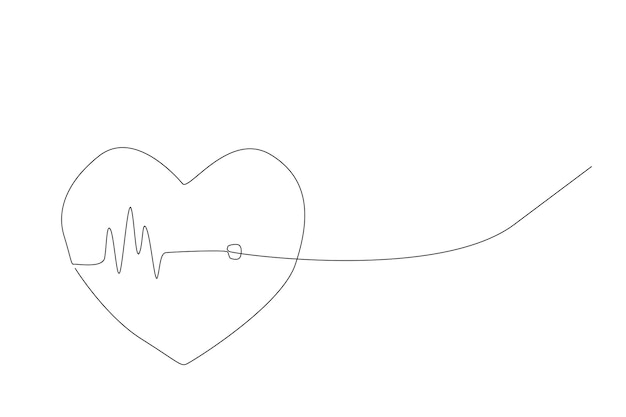 Heartbeat one-line art illustration