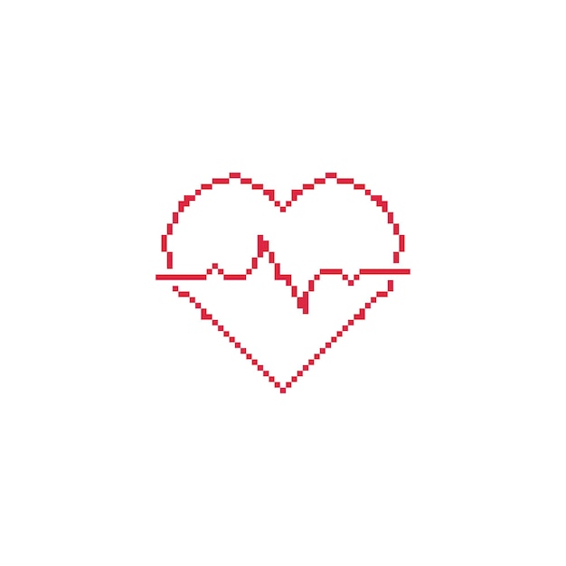 Heartbeat Pixel art line icon vector illustration