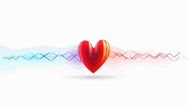 Vector heartbeat pulse with heart my heart beats for you vibrant love concept