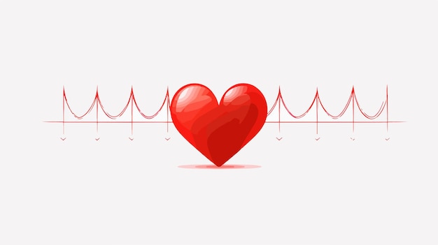 Vector heartbeat pulse with heart my heart beats for you vibrant love concept