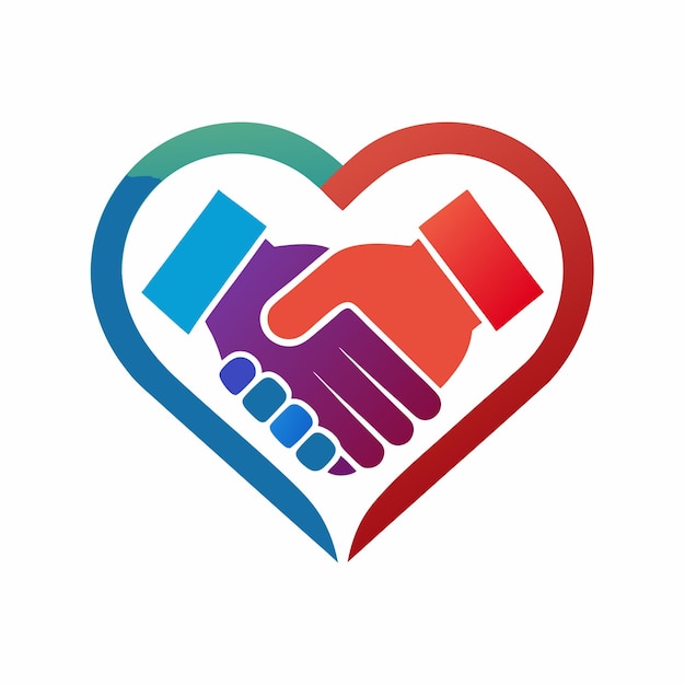 HeartfulConnect Creative Vector Logo Design Featuring a Handshake with a Heart Inside