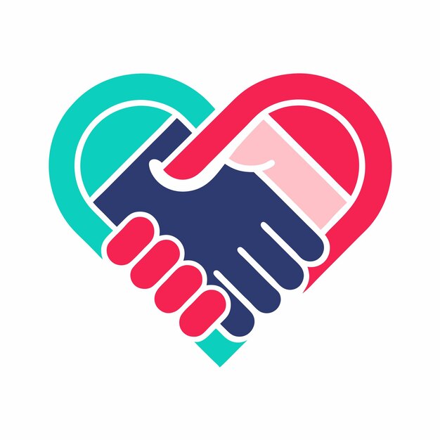 Vector heartfulconnect creative vector logo design featuring a handshake with a heart inside