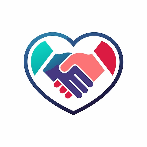 HeartfulConnect Creative Vector Logo Design Featuring a Handshake with a Heart Inside