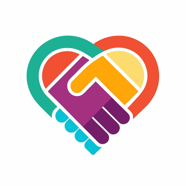 HeartfulConnect Creative Vector Logo Design Featuring a Handshake with a Heart Inside