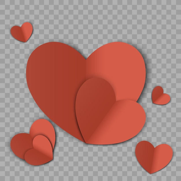 Hearts are isolated on a white, transparent background.