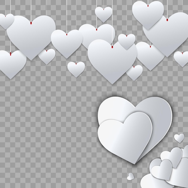 Hearts are isolated on a white, transparent background.