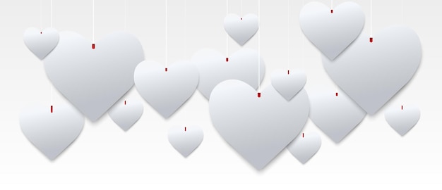 Hearts are isolated on a white, transparent background.