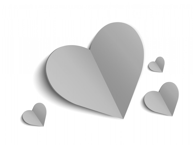 Hearts are white. Beautiful shiny hearts on a transparent background.