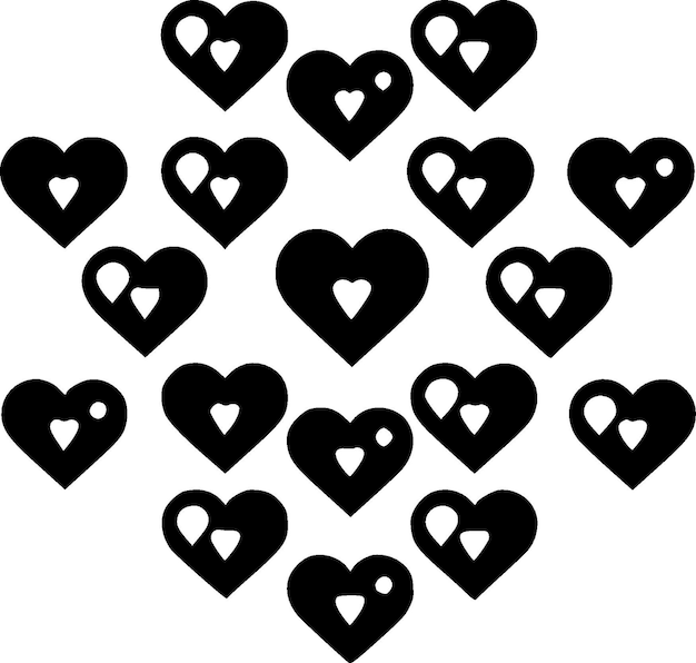 Hearts Black and White Isolated Icon Vector illustration