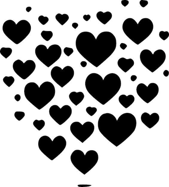 Hearts Black and White Vector illustration