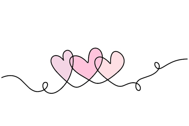 Hearts Family Group Continuous Line Art DrawingA metaphor for the idea of family love Happy Family