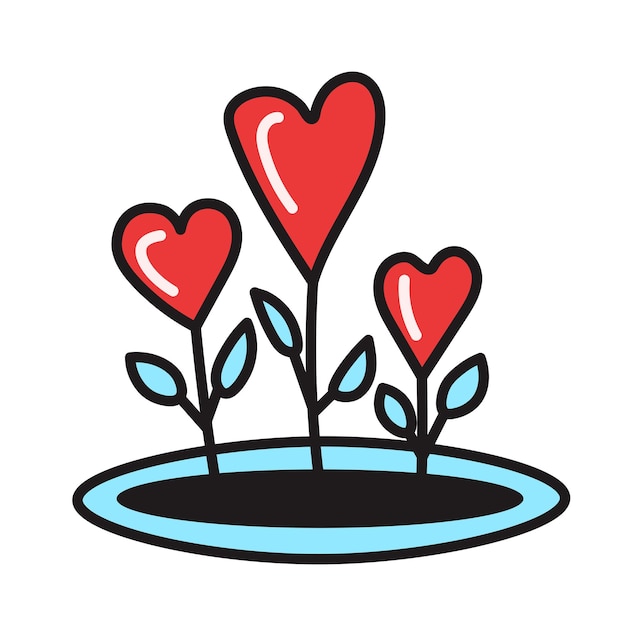 Hearts flowers love vector illustration