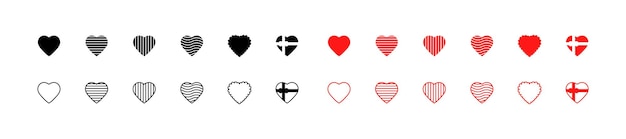 Hearts icon collection Flat and silhouette style Vector icons