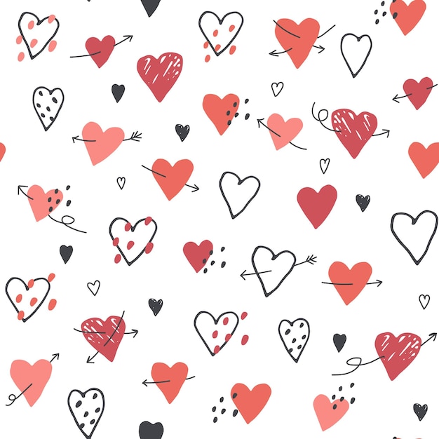 Hearts love vector seamless pattern