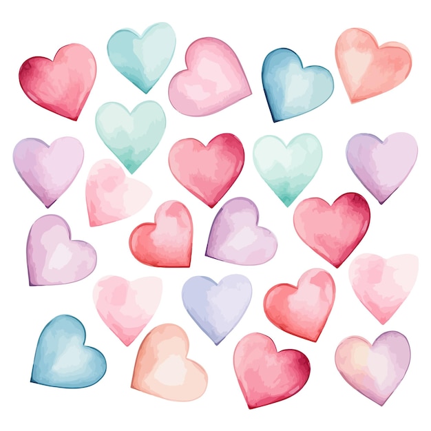 Hearts pastel hues watercolor pattern Vector illustration design