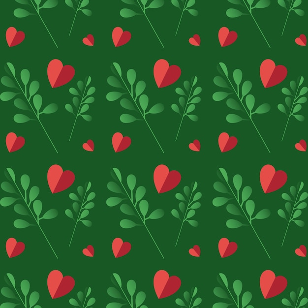 Hearts pattern with leafs plant 