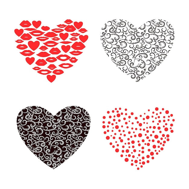 Vector hearts set collection of vector symbols suitable for valentine or wedding design