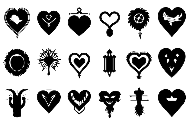 Hearts silhouette icon vector bundle collection