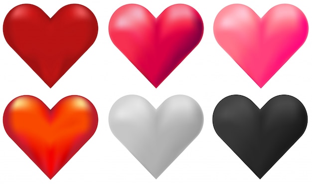 Hearts in six different colors