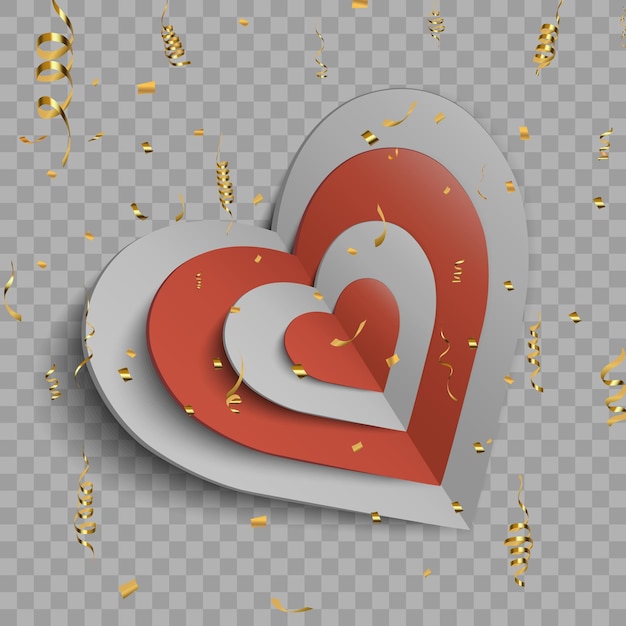 Hearts on a transparent background. Love card. Recognition of attractiveness.