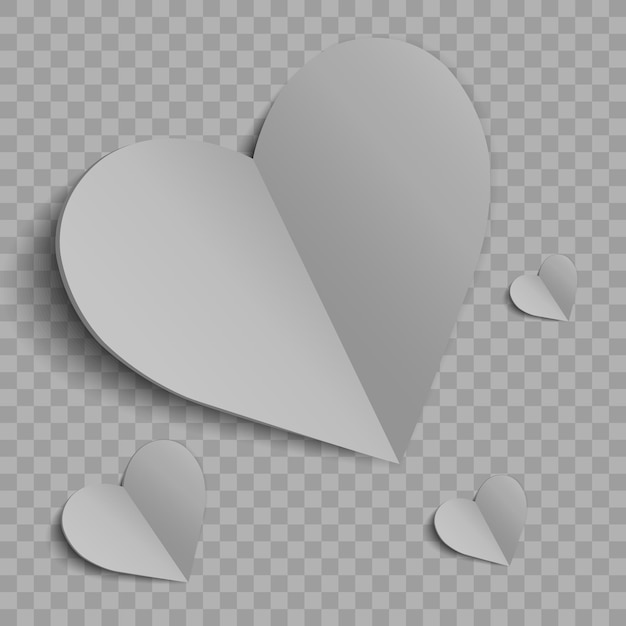 Hearts on a transparent background. Love card. Recognition of attractiveness.