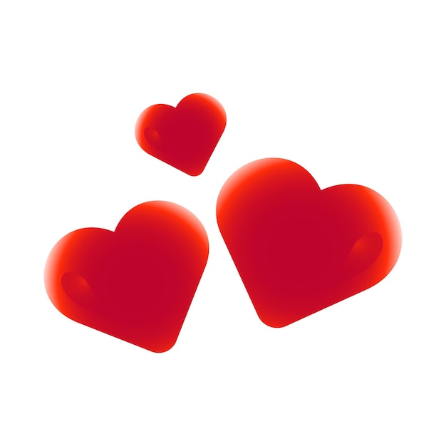 Hearts on a white background