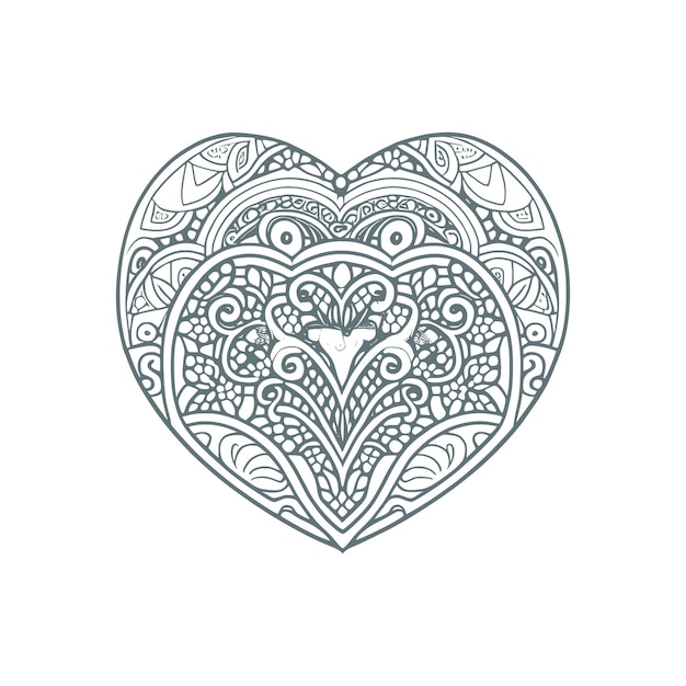 The heartshaped frames ornate and floral elements are beautifully displayed in a Coloring Book