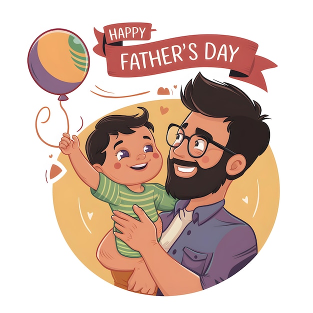 A Heartwarming Happy Fathers Day Illustration Vector Art