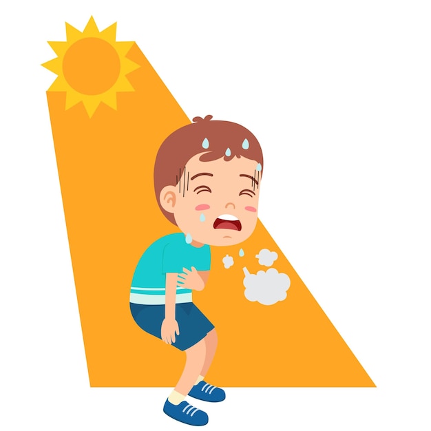 Heat stroke boy vector illustration