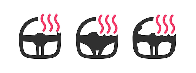 Heated steering wheel car icon pictogram or preheat auto vehicle system ui button for automobile