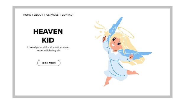 Heaven Kid Cute Girl With Wings And Halo Vector