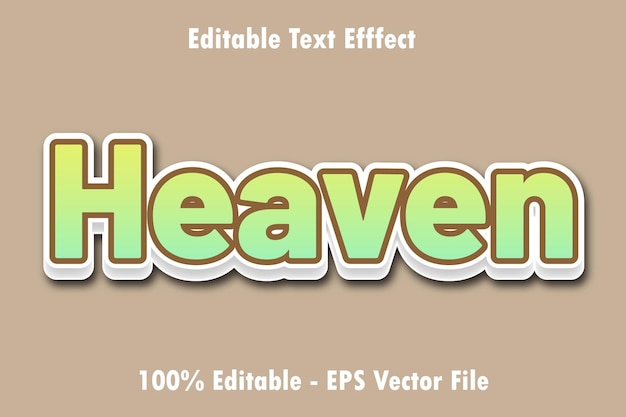 Heaven Text Effect 3 D Emboss Gradient style Design